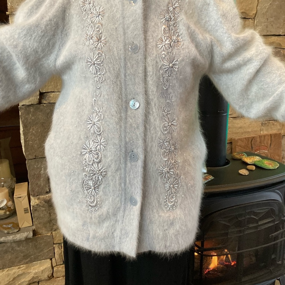 Angora rabbit sweater jacket .lined great condition . Non smoking home. Lined